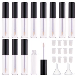 CAIYA 12Pcs Empty Lip Gloss Tubes Containers with Rubber Stopper, 8ml Clear Mini Lip Gloss Tube Refillable Lip Balm Bottles for DIY Lipstick Lip Glaze Foundation Samples Bulk Wholesale