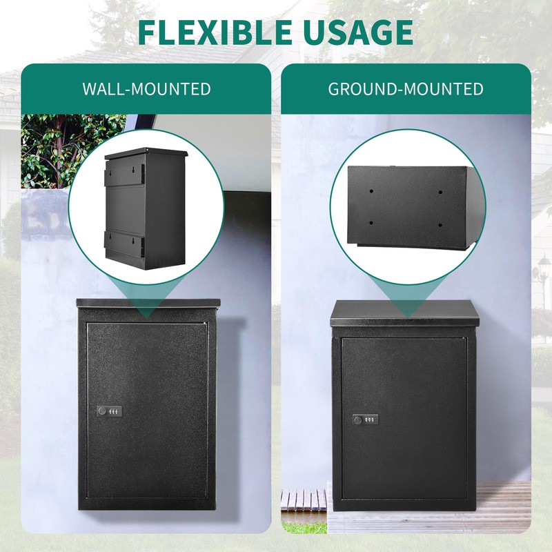 YITAHOME Locking Mailbox, Wall Mount Mailboxes for Outside, 19.7x13.4x8.7 Inch