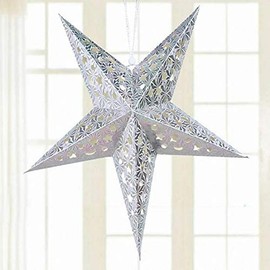 EliteKoopers 80cm Silver Paper Xmas String Hanging Star For Christmas Decoration Tree Party Ornament (1 Pcs)