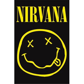 NIRVANA Smiley Face Tapestry Cloth Poster Flag Wall Banner 30" x 40" Black