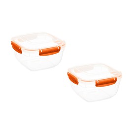 Superio Plastic Food Storage Containers, Airtight Lids, 13 oz., Orange, 2 pack