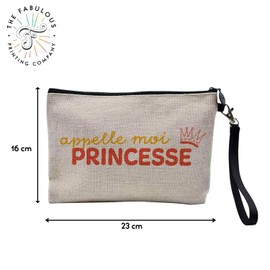 Canvas Bag - Appelle Moi Princess Ladies Queen - Linen Look Cosmetic Bag - Toiletry Bag - 23.5 x 15 cm, Call Me 23.5 x 15 cm, Cosmetic Bag, Call Me, Cosmetic bag