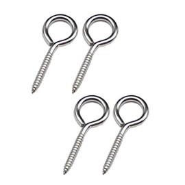 FUGLUS 4pcs 5 Inch Eye Bolts, Heavy Duty, 4 Pieces Stainless Steel Eye Hooks, Hook Thread, Eye Bolt, Rustproof Eye Bolts, Hammock Hooks for Tensioning, Lifting and Securing Cables