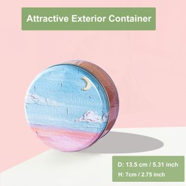 Oopoto 3 Pieces Powder Puff and Box, 5.12 inch Powder Puff for Body Powder, Women Powder Puff with Tinplate Storage Container for Bath, Body Powder Applicator (Sky Blue, 5.12 inch)