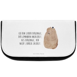 Mr. & Mrs. Panda Cosmetic Bag Marmot Gift Toiletry Bag Animal Motifs Toiletry Bag Animals Happiness Cosmetic Bag, White, Hand Drawn