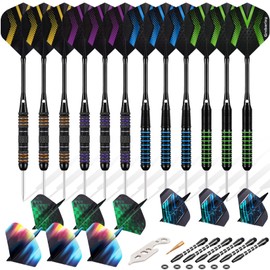 Darts with Metal Tip, 6 Pieces 22 g and 6 Pieces 20 g Professional Steel Darts Red