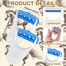 LIUBUJINGYING 24 Pcs Horse Clippers Horse Grooming Razor Disposable Grooming Razor Horse Trimmer Shaver Kit Fit for Horse Dog, White&Blue