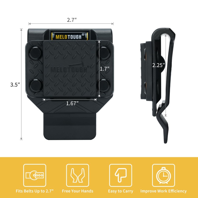 MELOTOUGH Magnetic Belt Clip Strong Magnetic Tool Holder for Screws,Nails,Hammer,Wrench,Screwdriver,Pliers,Sockets,Trowel