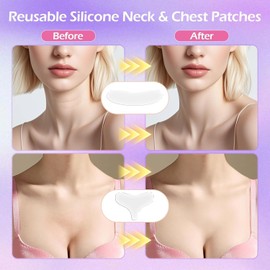 Parches de Silicona Antiarrugas para Escote y Cuello (2 Pzas) Almohadillas Alisadoras Reutilizables, Prevenir y Eliminar Arrugas de Piel, Reafirmante Tonificante,Nocturno Transparente