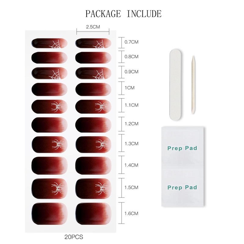 JMEOWIO Halloween Gradient Semi Cured Gel Strips Wraps Nail Art