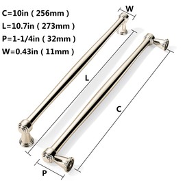 khtumeware 6 Pack Polished Nickel Cabinet Pulls 10 Inch(256mm) Hole Centers Cabinet Pulls Kitchen Cabinet Hardware for Cupboard Drawer Handles Dresser Pulls