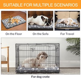 Washable Dog Bed Mats - Reversible Kennel Mat (Cool & Warm), Non Slip、 Cozy Star Pattern Sleeping Pad for Small Medium Large Dogs, All-Season Pet Bed (Gray, M)