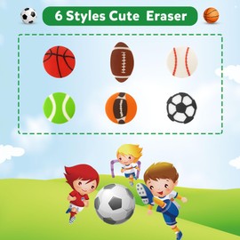 ZAKVOOR 70 Pcs Sport Ball Pencil Erasers Bulk for Gift Filling, Reward