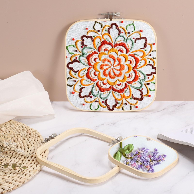 PATIKIL 7.9" x 7.9" Square Embroidery Hoops, Adjustable Bamboo Cross