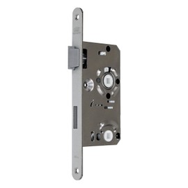 BKS Standard Bathroom Door Lock with Square 55/78/8 - Faceplate: 20 x 235 mm, Rounded - DIN Left with SN-TEC® Installation Kit