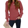 TECREW Women's Puff Sleeve Crew Neck Pullover Sweater Casual Cozy