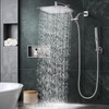 V-Frankness 12 Inches Metal Shower Heads with Multifunction Handheld Spray