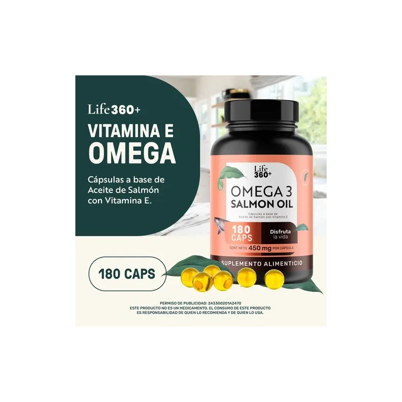 Omega 3 Aceite de Salmón y Vitamina E 180 Cápsulas