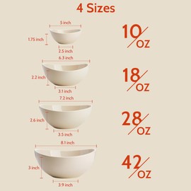 Sweese Porcelain Serving Bowls for Entertaining, 10-18-28-42 Ounce