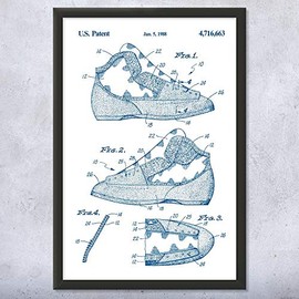 Rock Climbing Shoe Patent Framed Print (16x20) Man Cave Decor, Gym Wall Art, Rock Climbing Gifts, Gifts For Men, Gifts For Her, Sports Art