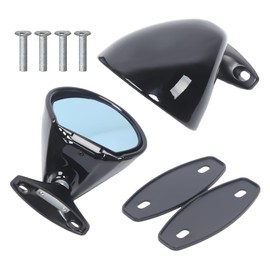 WOHAIPA 1 Pairs Universal Rear View Exterior Mirrors Classic Car Door Side Wing Mirror Stylish Vintage Black w/Gaskets Left&Right Driver&Passenger Side