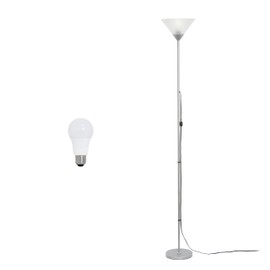Simple Designs LF1011-SLV-LB 70" 1 Light Stick Torchiere Floor Lamp with LED Bulb, Silver