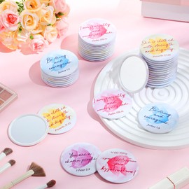 AceOrbit 40 Pcs Mini Compact Mirror Bulk with Bible Verses Inspirational Religious Christian Butterfly Makeup Pocket Mirror for Women Employee Appreciation Gift Church Christmas Party Favors