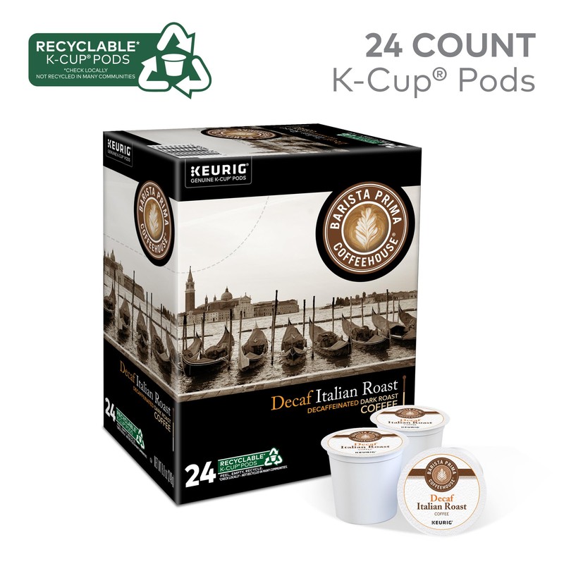 Barista Prima Coffeehouse, Italian Roast Decaf Keurig Single Serve K-Cup