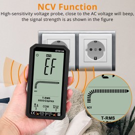 Neoteck Digital Multimeter 6000 Counts True RMS LCD Large Screen Multimeter Voltage Voltmeter Resistance Capacity Meter Temperature NCV Diode Tester