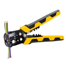deli Self-Adjusting Wire Stripper, 3-in-1 Automatic Wire Stripper Heavy Duty Wire Cutter Crimping Tool for 10-24 AWG