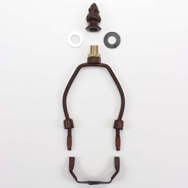 Bieye SS001 Lampshade Lamp Shade Support with Finial for Tiffany Style Stained Glass Table Lamp (Brown 4.5" High)