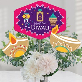 Big Dot of Happiness Happy Diwali - Festival of Lights Party Centerpiece Sticks - Table Toppers - Set of 15