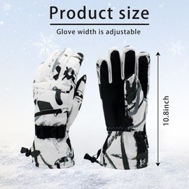 Andiker Ski Gloves Men, Waterproof Ski Thermal Gloves Touchscreen Winter Gloves Men with Fleece for Skiing Cycling Running (white)