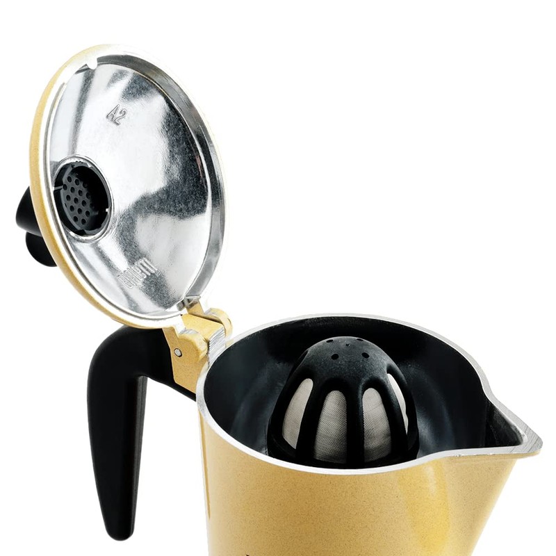 Bialetti Moka Orzo Express Caffettiera con Orziera, Alluminio, Giallo, 2