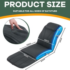 HOMBYS Extra Thick Full Body Bath Pillows Mat & Cushion for Bathtub, with Headrest Neck Pillow, Offer Full Body, Neck,Shoulder Back Support, 12 Suction Cups Non-Slip, Spa Accessories