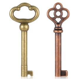 Skeleton Key Ky-2AB and Ky-3AB Skeleton Key Replacement Hollow Barrel Skeleton Key Mixed Antique Style Brass for Antique Dresser, Chinese Cabinet, Antique Furniture and Locks- Bronze