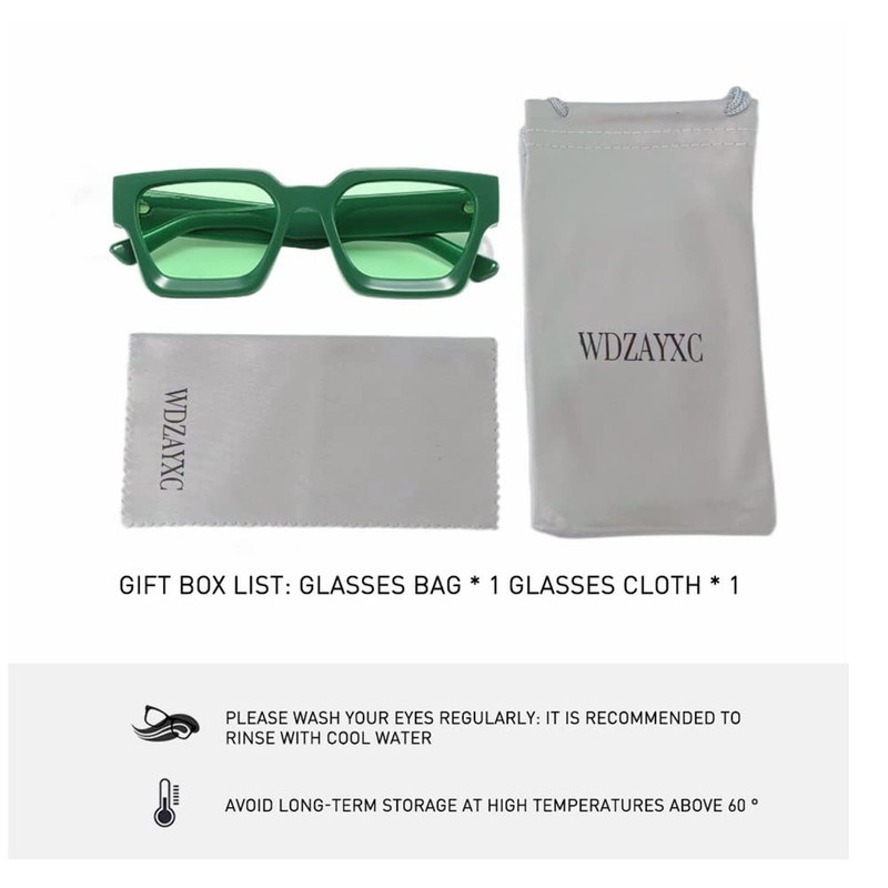 WDZAYXC Vintage Rectangular Sunglasses for Women Men Chunky Rectangle Sunglasses