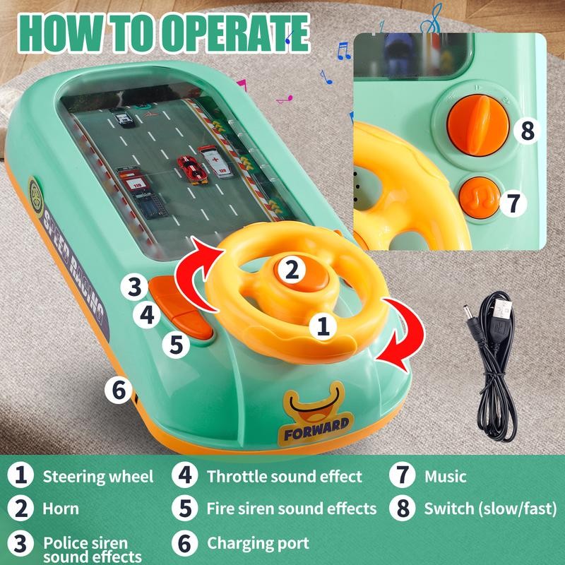 Car Racing Adventure Toy, Musical steering Wheel Racing Car Toy