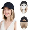 SEGO Hat Wig, Hat with Hair Attached for Women Black