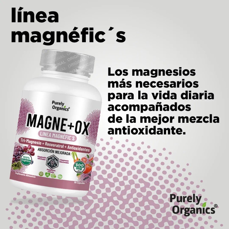 Magne+OX | Magnesio Complex con Resveratrol | Tri-Magnesio Glicinato/Gluconato (2:1)