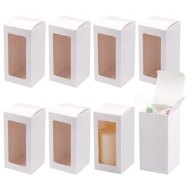 BENECREAT 20 Packs 6x6x12cm Clear Window Gift Boxes, White Bakery Boxes Gift Packaging Boxes for Anniversaries, Birthdays, Weddings, Graduation