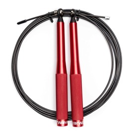 Earwaves ® Momentum Jump Rope Aluminium Skipping Rope 3 Metre PVC Coated Steel Cable with Extra Cable (Red)