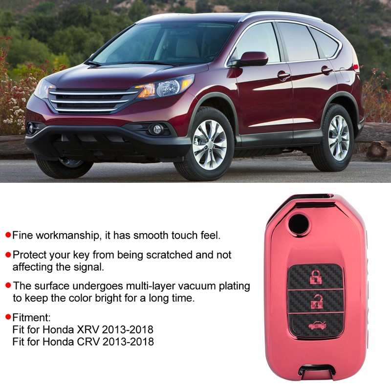 Carbon Fiber Style Folding Car Key Fob Cover Protective Case