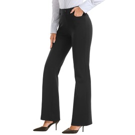 Stelle Women 28"/30"/ 32" Bootcut Dress Pants Business Casual Work Pants with Pockets Pull On Regular Slacks for Office (30" Black, XX-Large)