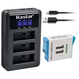 Kastar 1 Pack Battery and LCD Triple USB Charger Compatible with GoPro ADDBD-211 ADBAT-001 ADDBD-001 Battery, GoPro HERO11 HERO 11 Black Action, HERO10 Black Edition, HERO9 Black Edition Action Camera