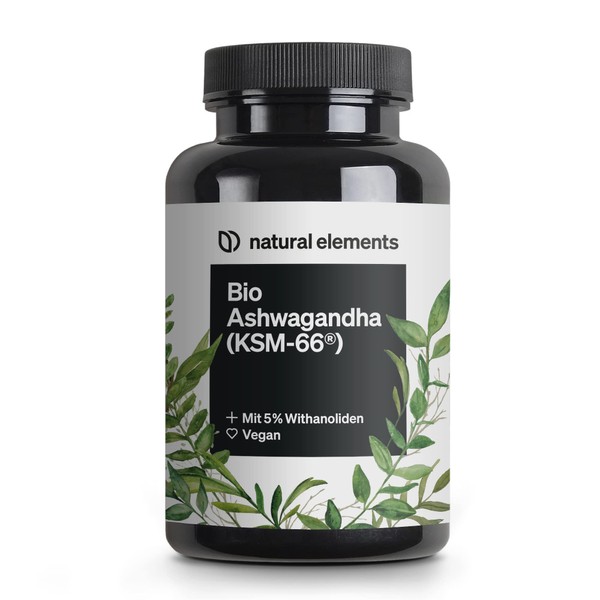 Organic Ashwagandha - KSM-66® Premium Raw Material (180 Capsules with Above Average Range) - Original Indian Sleep Berry - Natural, Laboratory Tested, Vegan, High Dose