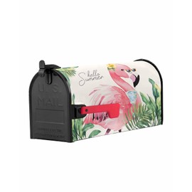 Futuregrace Mailbox Covers Magnetic Oversized 21x25.5In Outside Mailbox Decorations Summer Palm Leaf Flamingos Tropical Plants Liner Grain Magnetic Postbox Covers Wrap for Garden Yard Home