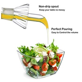 HAIZEEN 8oz/240ml Olive Oil Bottle Dispenser/Glass Cruet with DRIPLESS POUR SPOUT for Kitchen and BBQ