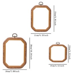 XINYUICEAN Aros de Bordado, 9 Marcos de Aro para Bordar, Aro de Plástico Antideslizante,Marco de Exhibición de Madera Imitada Círculo Ovalado Octogonal de Punto de Cruz Anillo de Aro para Manualidades