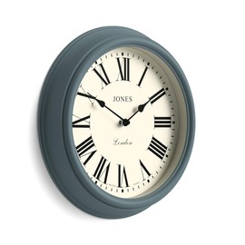 JONES CLOCKS® Venetian Wall Clock Classic Round 30 cm Blue Roman Numerals Traditional Design Ideal for Kitchen, Living Room, Bedroom